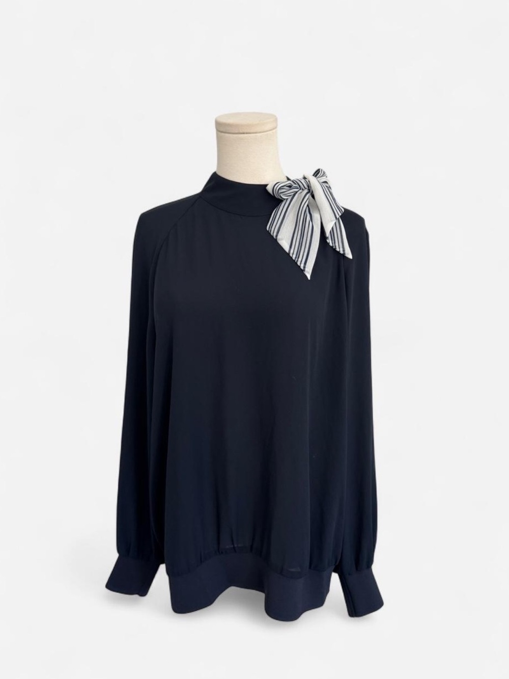 Ted Baker Navy Bow-Accent Long Sleeve Top - S